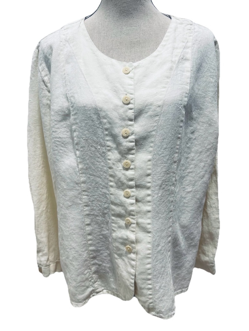 FLAX 100% Linen Buttoned Jacket L Lightweight Lagenlook Breathable Minimalist - Picture 2 of 7
